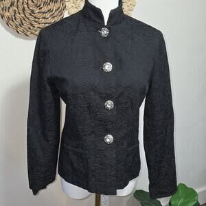 Field Manor Black Brocaded Blazer Jacket Womens S Edwardian Victorian Witchy EUC